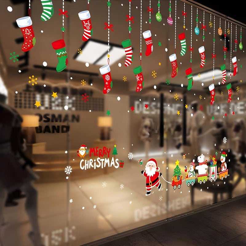 ONDY Merry Christmas Garter Window Glass Decoration Stickers 2026 New Holiday Removable Dress Up DIY Static Window Clings Decals for Living Room Bedroom Shop Windows - Image 2